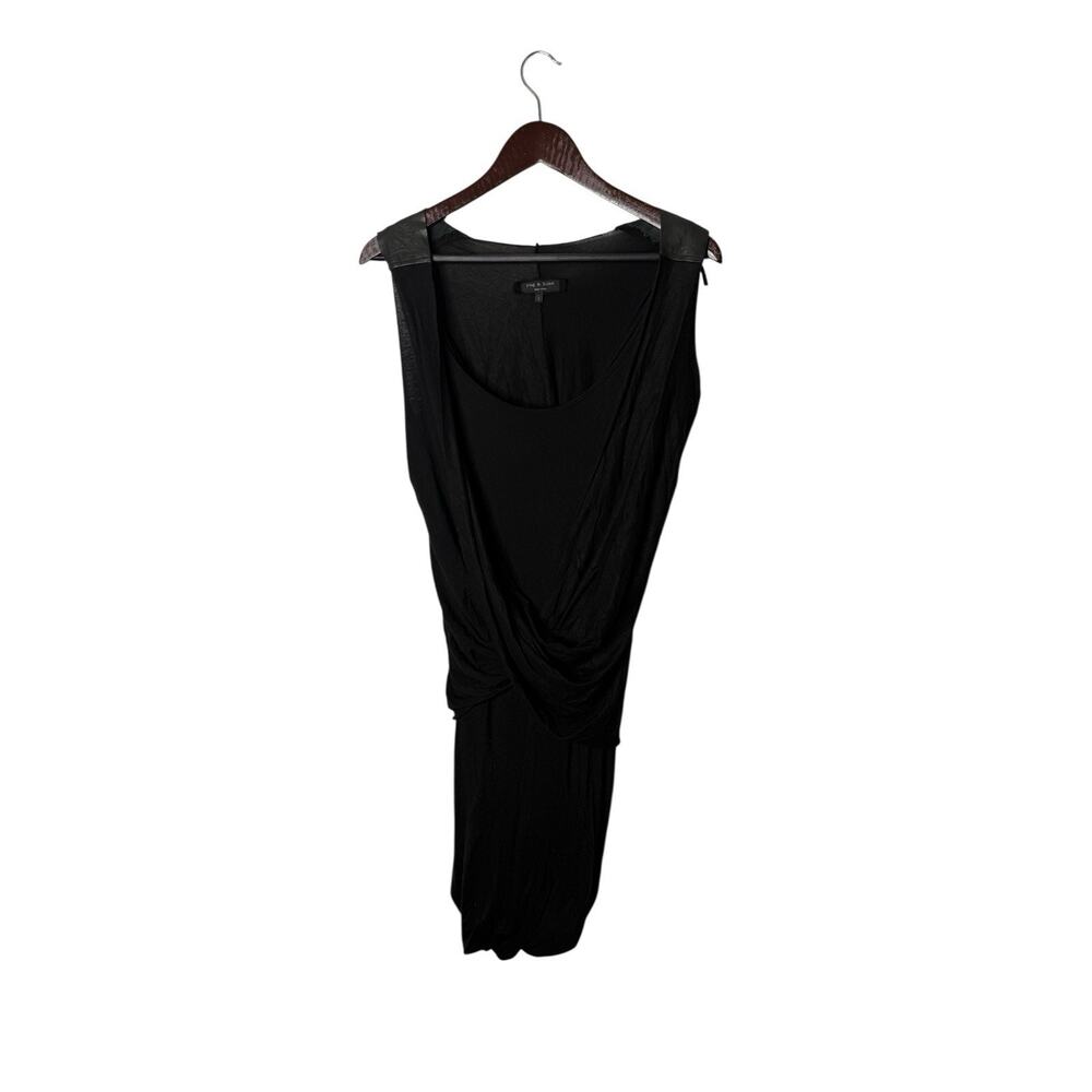 Rag & Bone black knit dress combo bubble wrap sleeveless leather accent size‎ 8